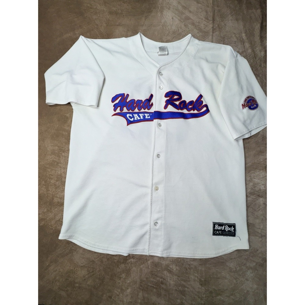 Hard Rock Cafe Chicago White Button-Up Baseball Jersey Shirt XXL